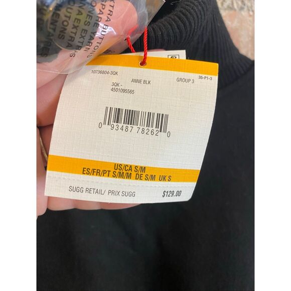 ANNE KLEIN • NWT • Black Oversized Batwing Turtleneck Sweater Fitted Multi Butto - Picture 7 of 12